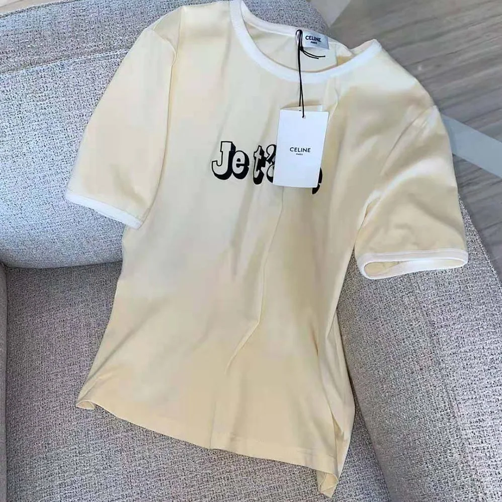 Celine Je T aime Cotton Jersey T-shirt for Women in Yellow