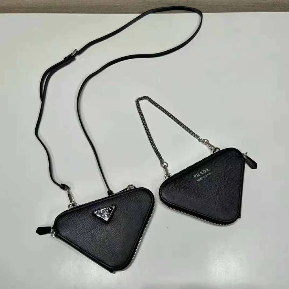 Prada Saffiano Leather Mini Pouch for Women in Black Prada Saffiano Leather Mini Pouch for Women in Black