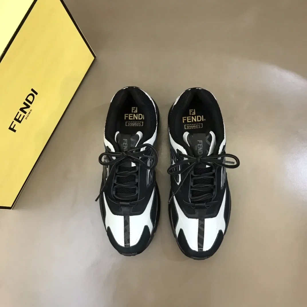 FD Fendi Faster Trainers Sneakers Black And White FD Fendi Faster Trainers Sneakers Black And White