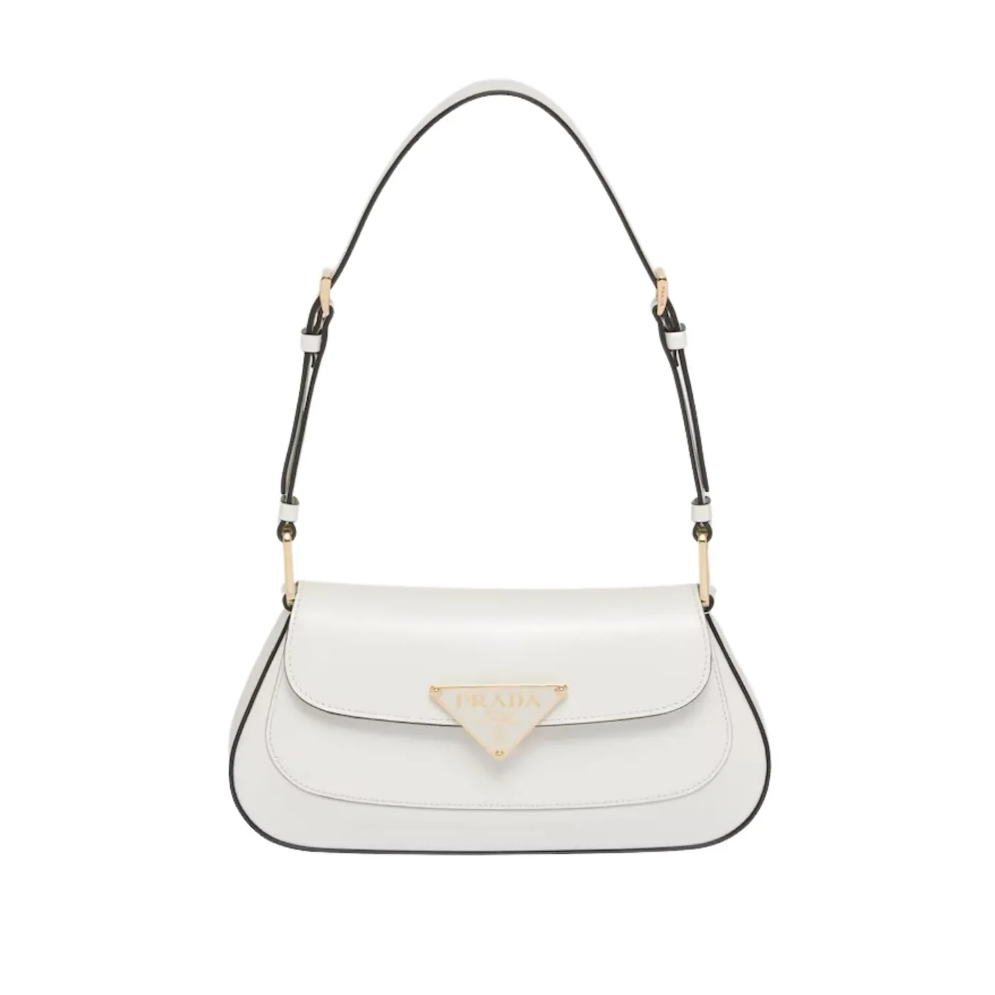 Prada Brushed Leather Shoulder White Bag 1BD345_ZO6_F02EU_V_HTO- / 9.4 Inches