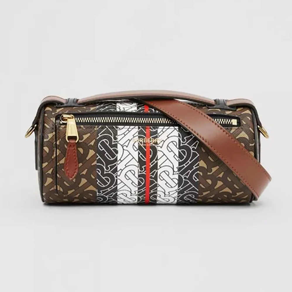 Burberry The Monogram Stripe E-canvas and Leather Barrel Bag for Women