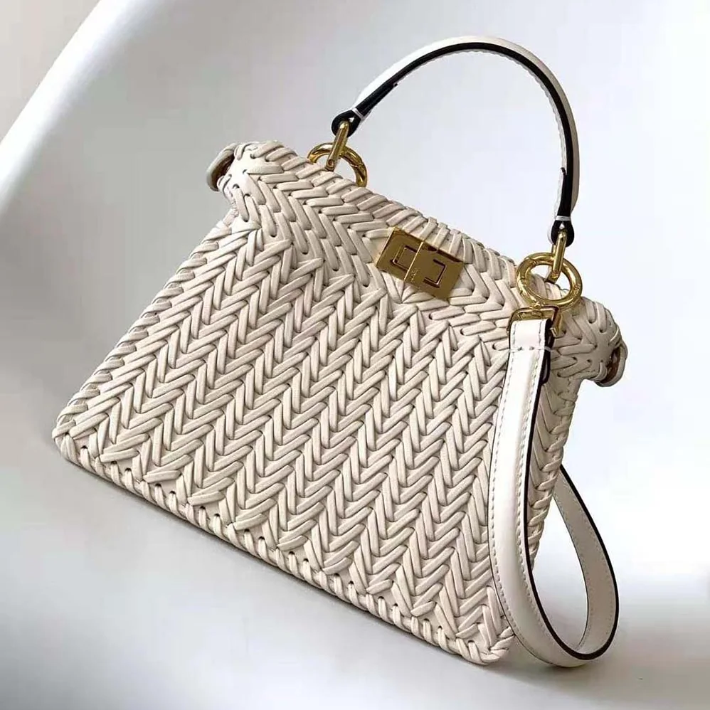 Fendi Peekaboo ISeeU Petite White Padded Calfskin Leather Bag for Women Fendi Peekaboo ISeeU Petite White Padded Calfskin Leather Bag for Women