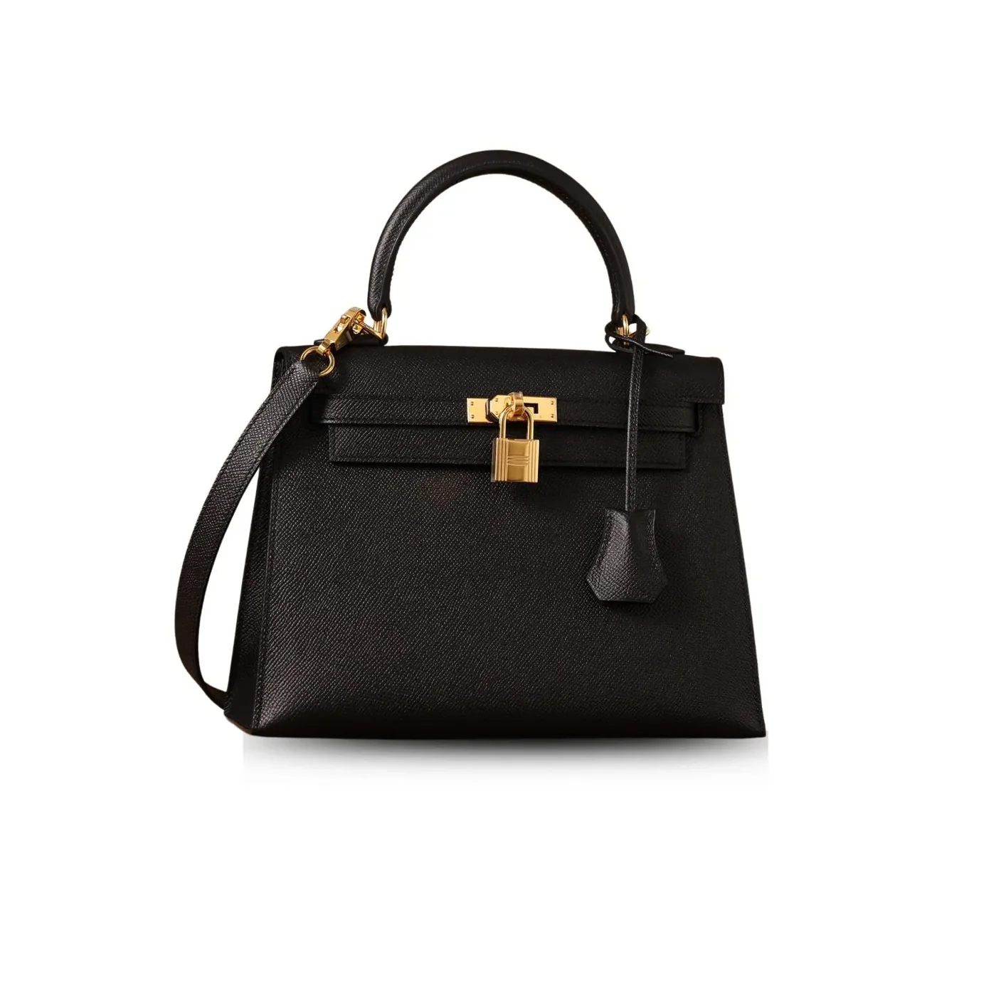 Hermes Kelly Epsom Gold Tone Lock Bag Black 9,/