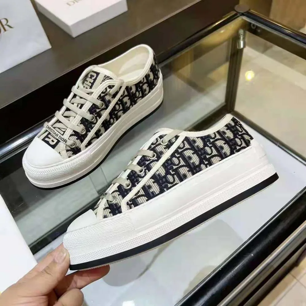 Dior Walk'N'Dior Platform Sneaker Deep Blue Dior Oblique Embroidered Cotton for Women