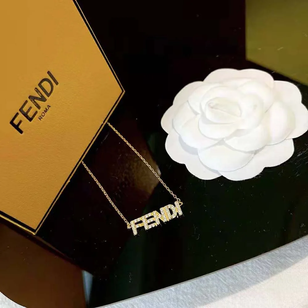 Fendi Signature Gold for Women in colored Nnecklace Clip Closure