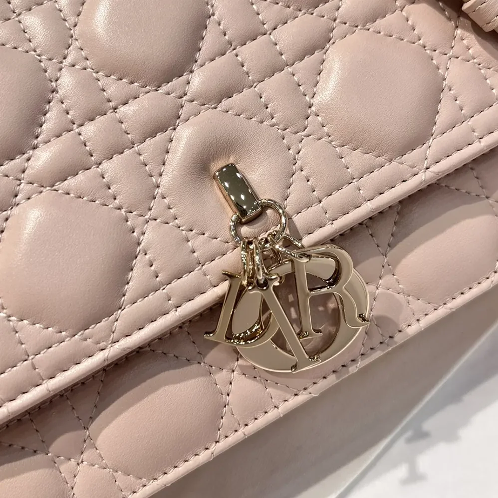 Dior My Dior Top Handle Bag Pink Cannage Lambskin for Women