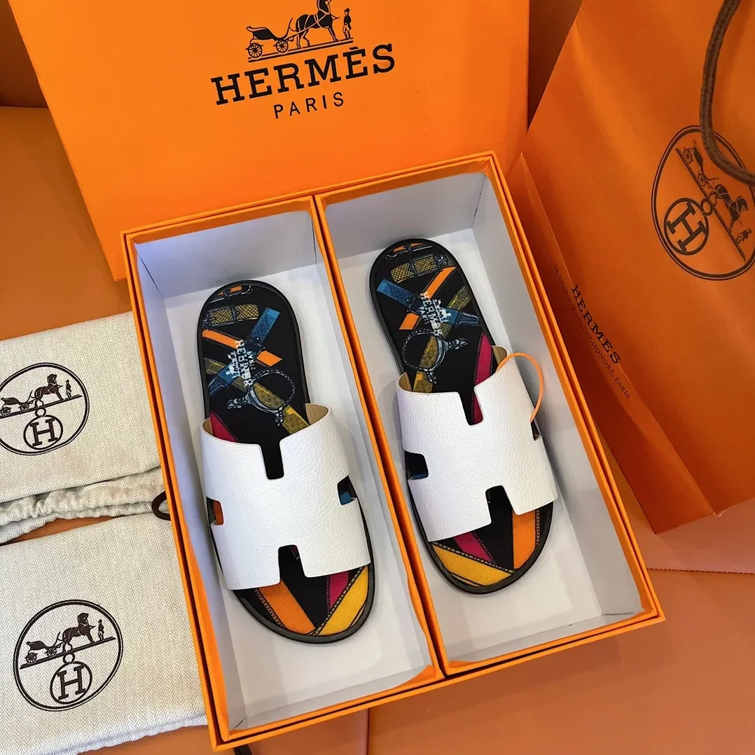 Hermes Izmir Sandals White in Multicolor Hermes Izmir Sandals White in Multicolor
