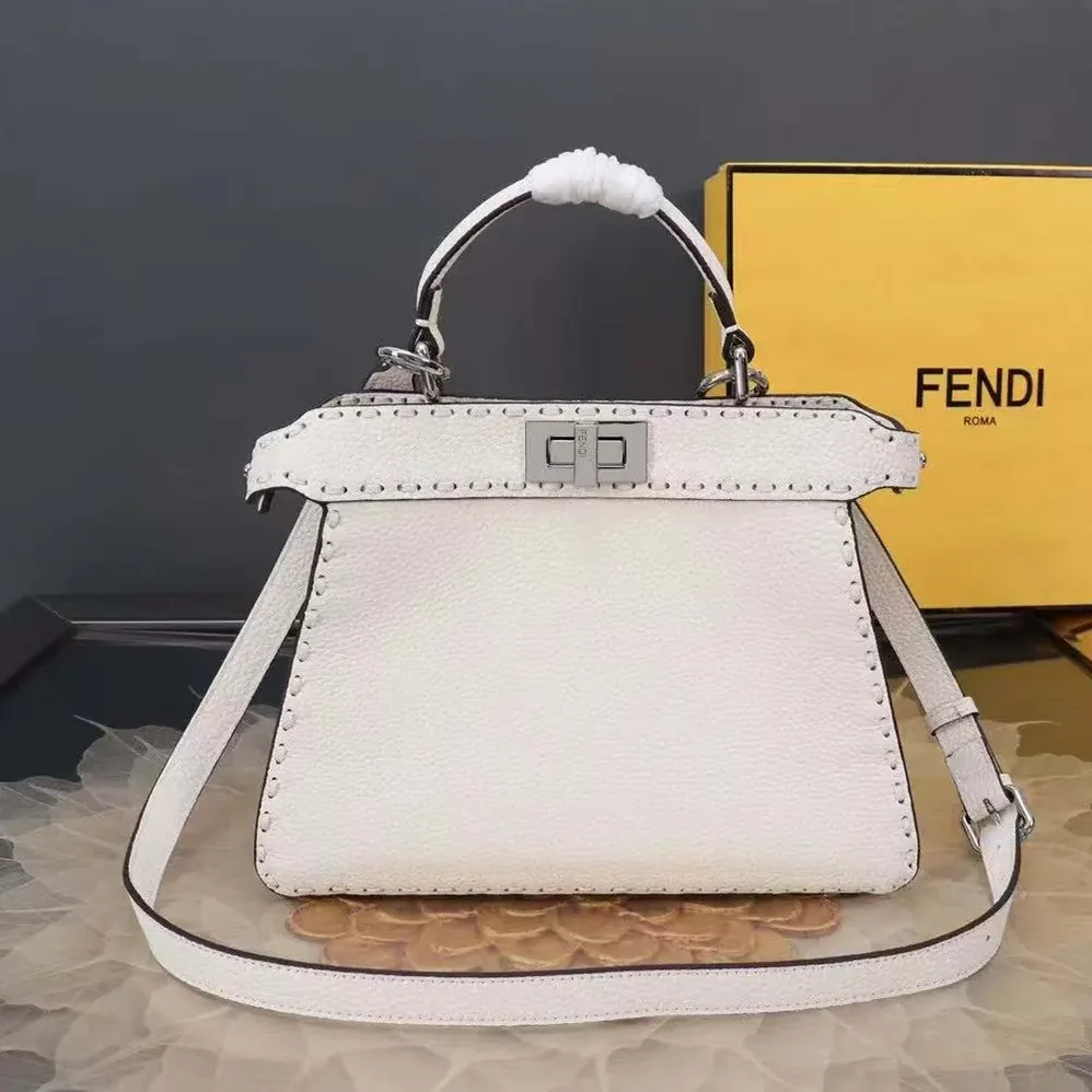 Fendi Peekaboo Iseeu Small White Selleria Bag for Women Fendi Peekaboo Iseeu Small White Selleria Bag for Women