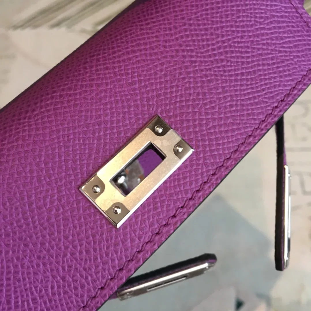 Hermes Mini Kelly Violet Silver Toned Hardware / Hermes Mini Kelly Violet Silver Toned Hardware /
