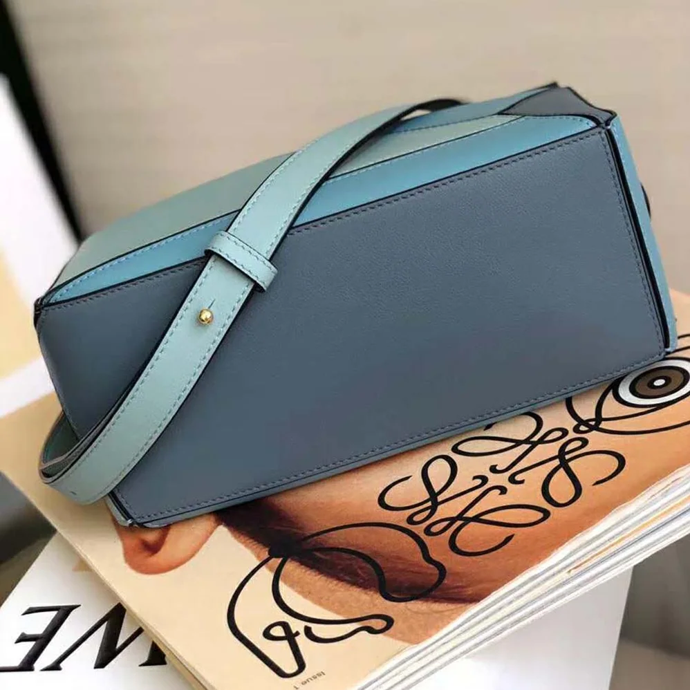 Loewe Puzzle Small Bag in Classic Calf Leather for Women in Blue