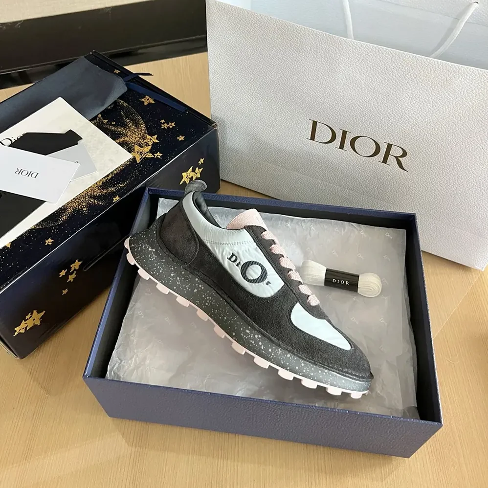 Dior Squash Sneaker Gray and Pink Suede Calfskin with Light Blue Technical Fabric for Unisex Dior Squash Sneaker Gray and Pink Suede Calfskin with Light Blue Technical Fabric for Unisex
