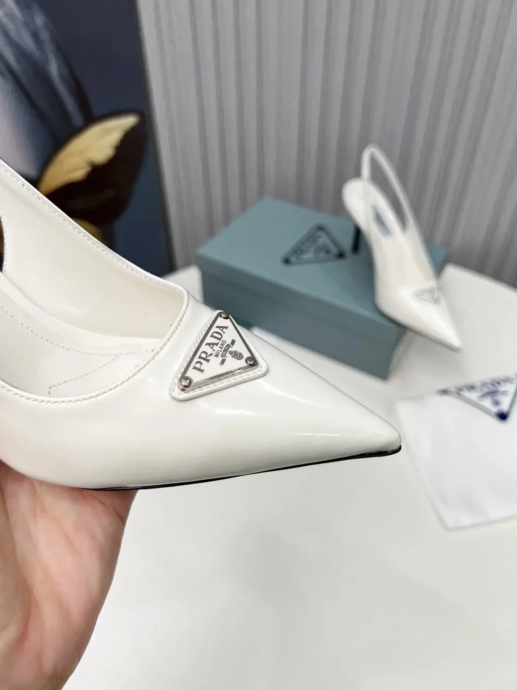Prada Brushed Sling Pumps White Prada Brushed Sling Pumps White