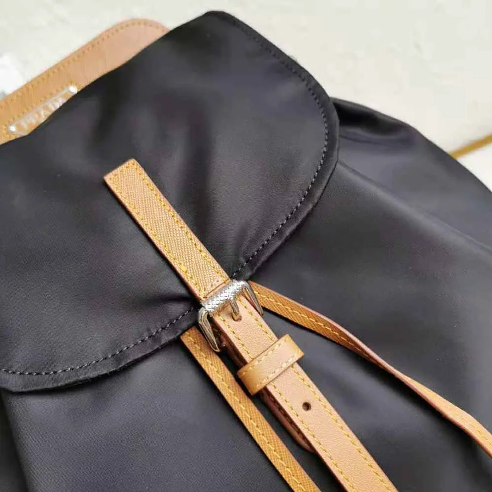 Prada Nylon and Saffiano Leather Backpack for Women in Brown
