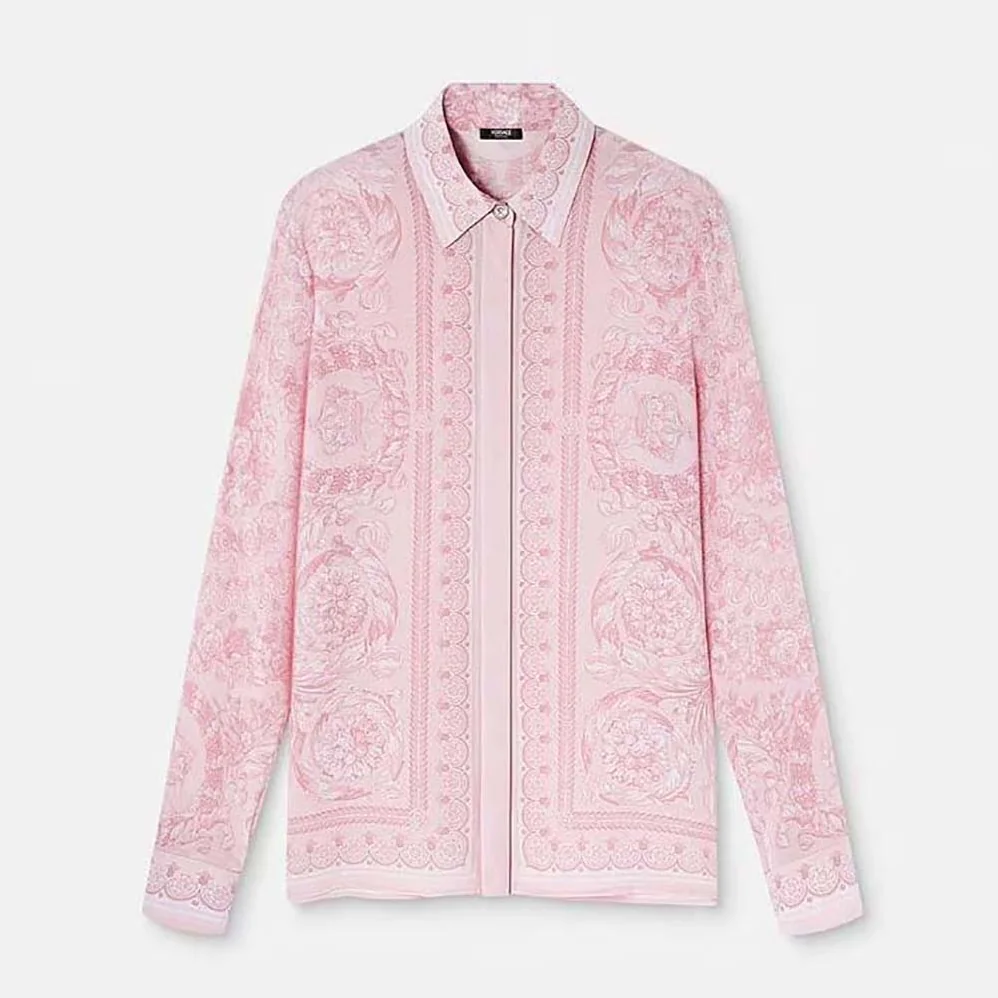 Versace Barocco Silk Shirt for Women in Pink Versace Barocco Silk Shirt for Women in Pink