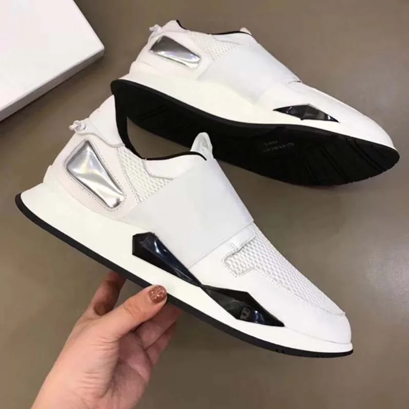 Givenchy Elastic Strap Sneakers in Suede and Leather Shoes White for Women