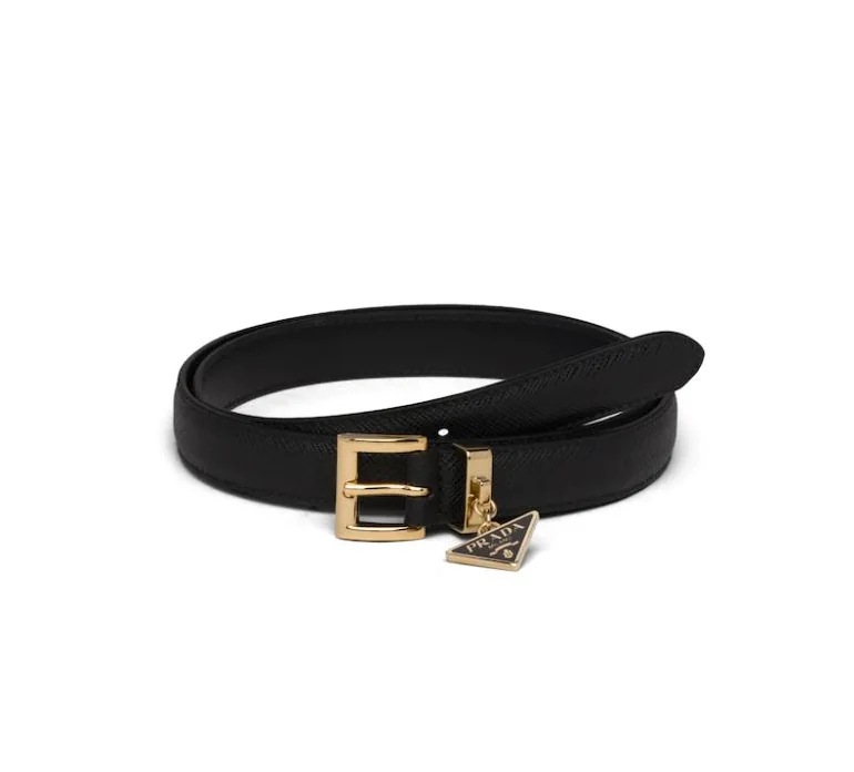 Prada Saffiano Leather Belt for Women in Black Prada Saffiano Leather Belt for Women in Black