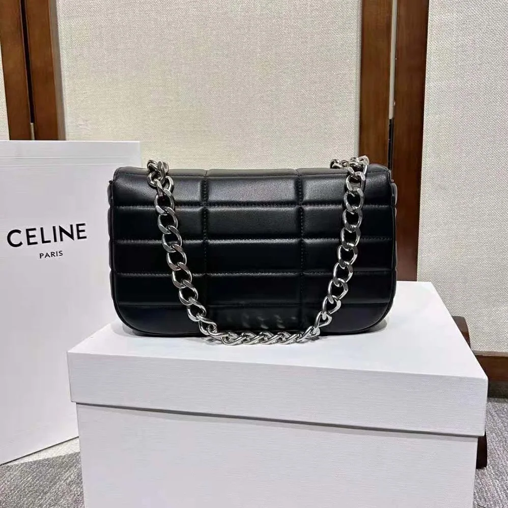 Celine Chain Shoulder Bag Matelasse Monochrome Celine in Quilted Goatskin for Women in Silver Celine Chain Shoulder Bag Matelasse Monochrome Celine in Quilted Goatskin for Women in Silver