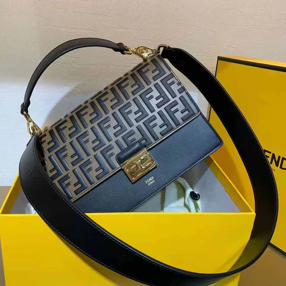 Fendi Kan U Black Leather Bag for Women