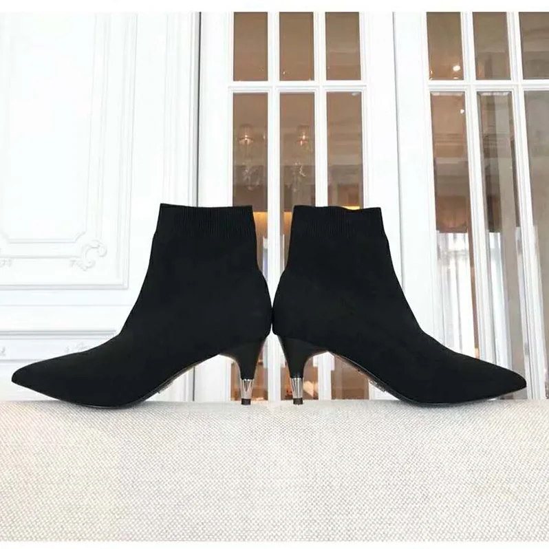 Prada Shoes Fabric Booties 55mm Heel for Women in Black