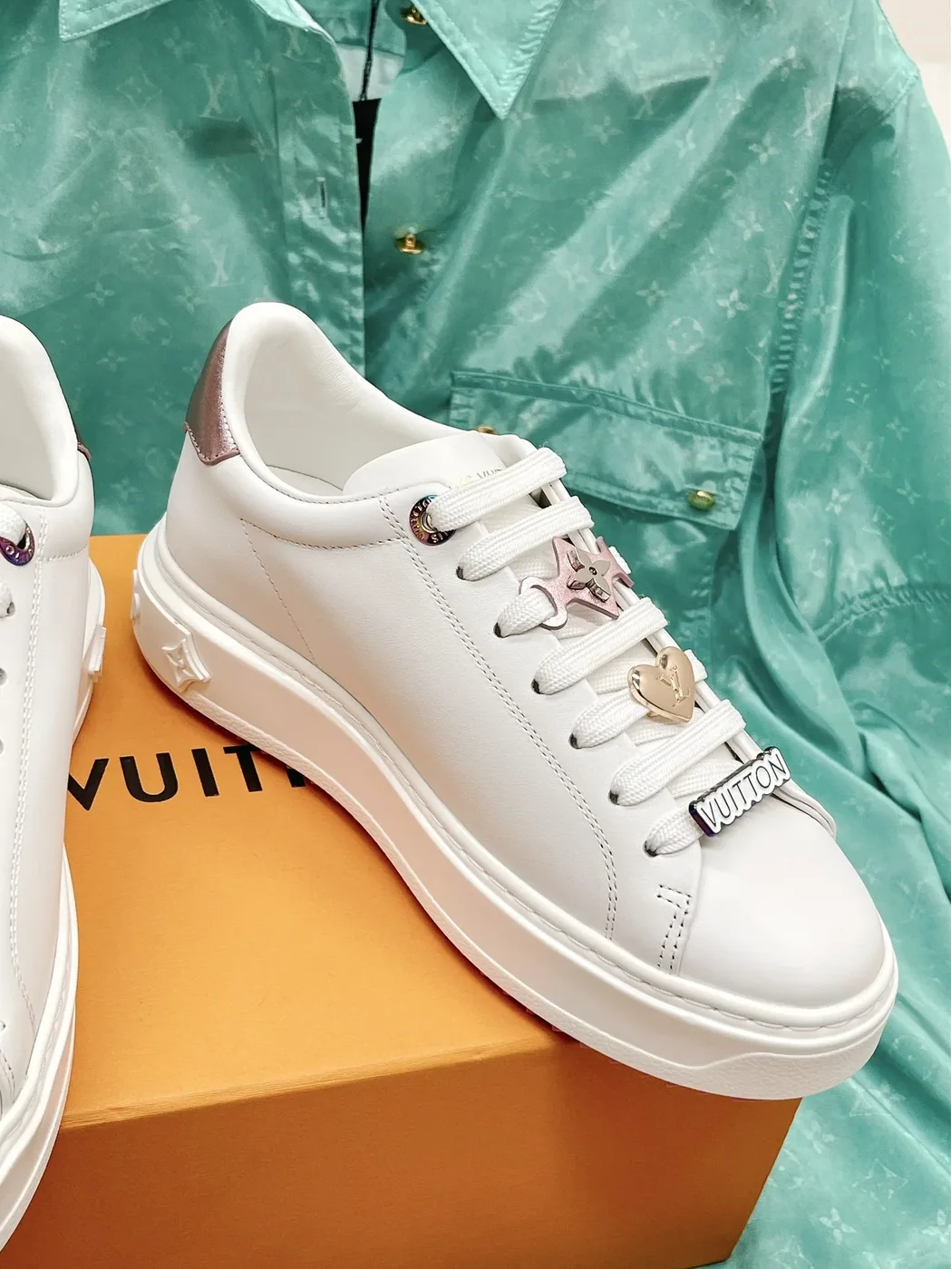 Louis Vuitton Time Out Open-Back Sneaker Green LV 1AA1CZ Louis Vuitton Time Out Open-Back Sneaker Green LV 1AA1CZ