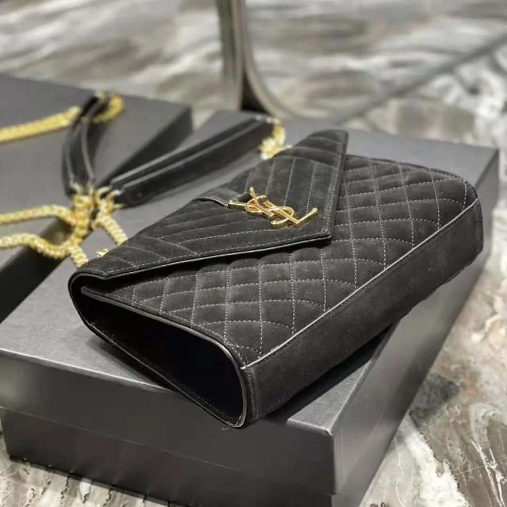 Saint Laurent YSL Envelope Medium Bag in Mix Matelasse Suede for Women Saint Laurent YSL Envelope Medium Bag in Mix Matelasse Suede for Women