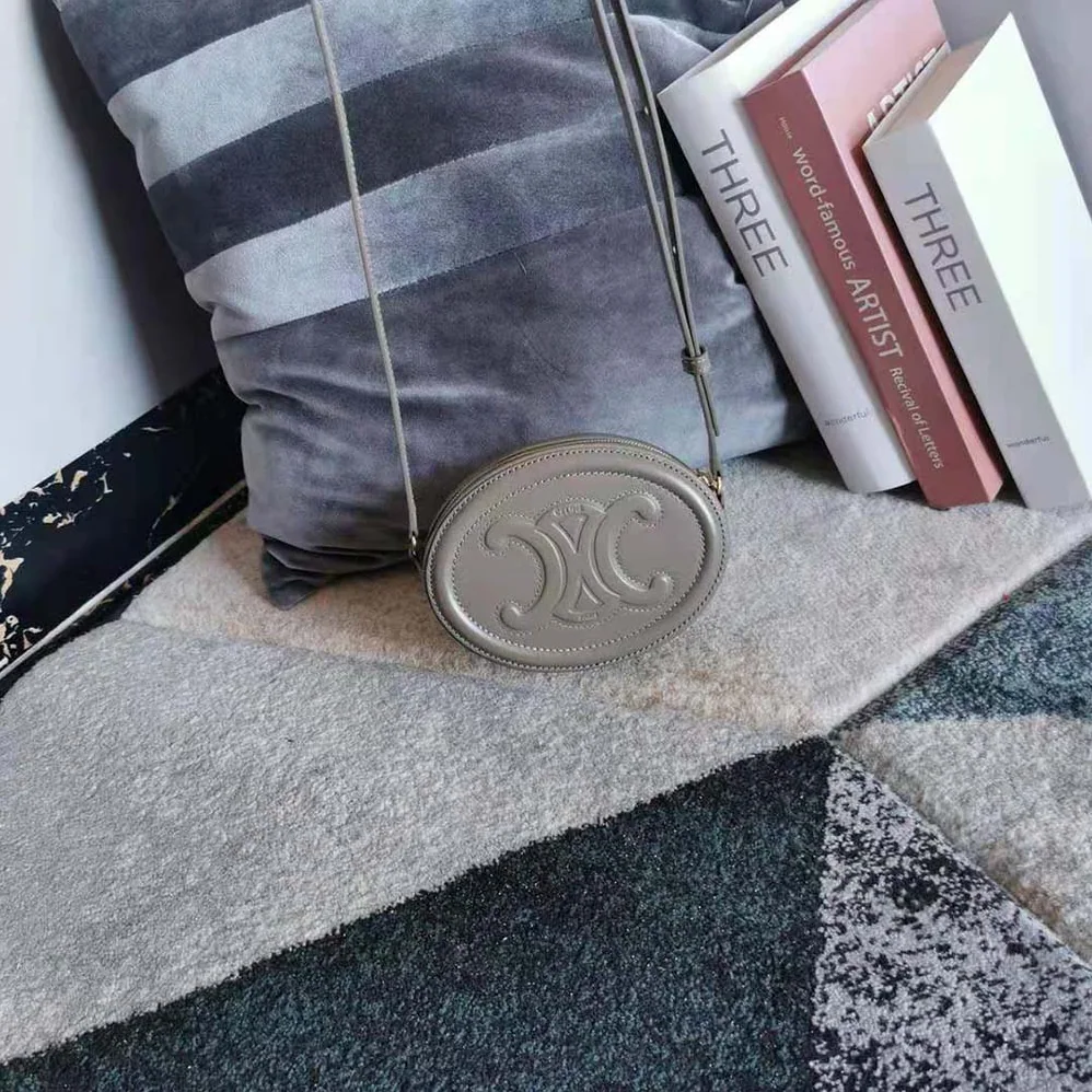 Celine Crossbody Oval Purse Cuir Triomphe in Smooth Calfskin for Women in Silver Celine Crossbody Oval Purse Cuir Triomphe in Smooth Calfskin for Women in Silver