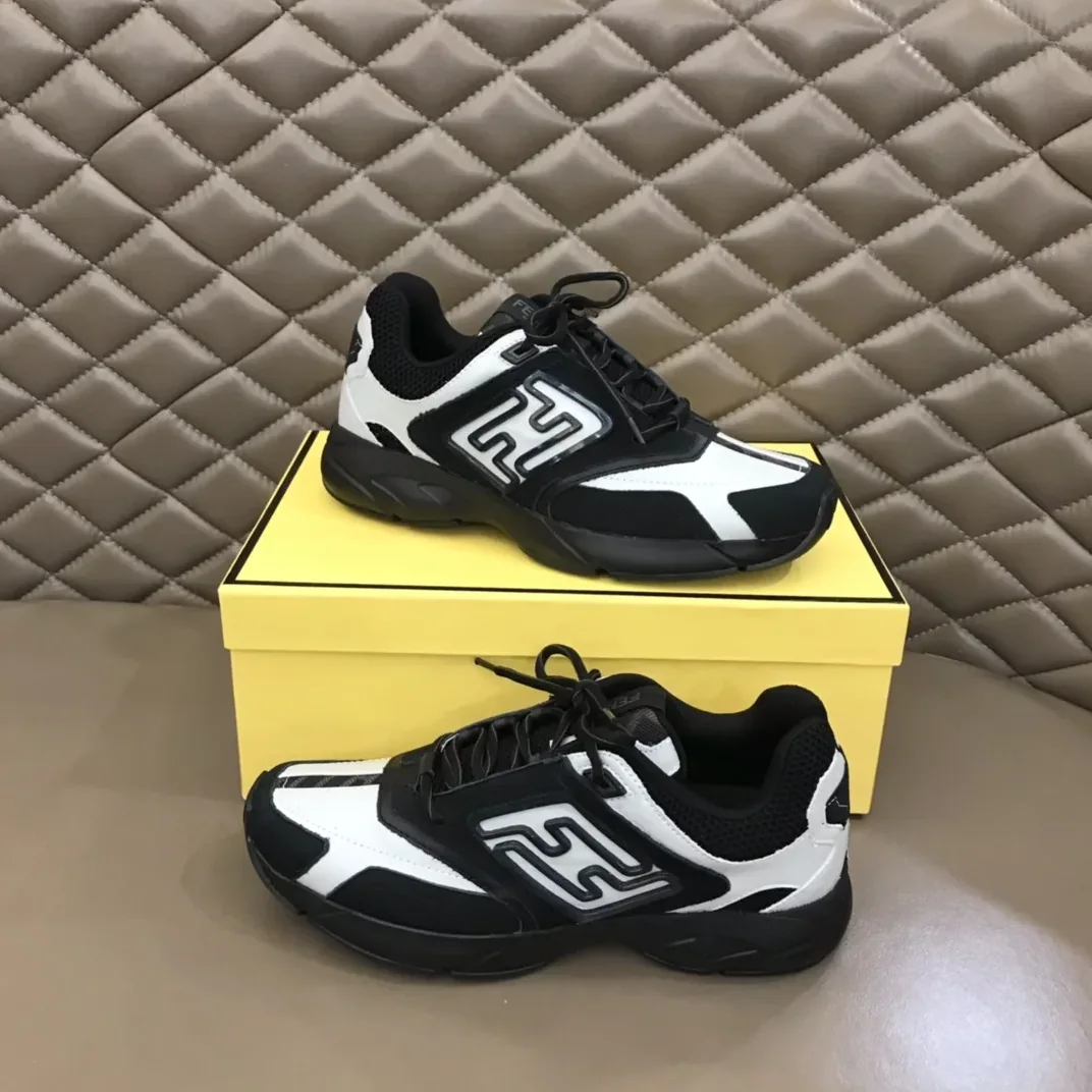 FD Fendi Faster Trainers Sneakers Black And White FD Fendi Faster Trainers Sneakers Black And White