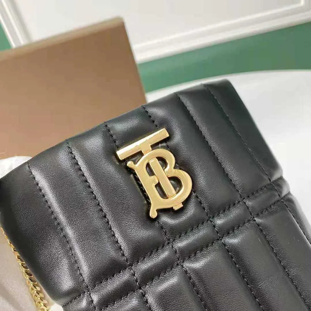 Burberry Micro Quilted Lambskin Lola Bucket Bag for Women in Black