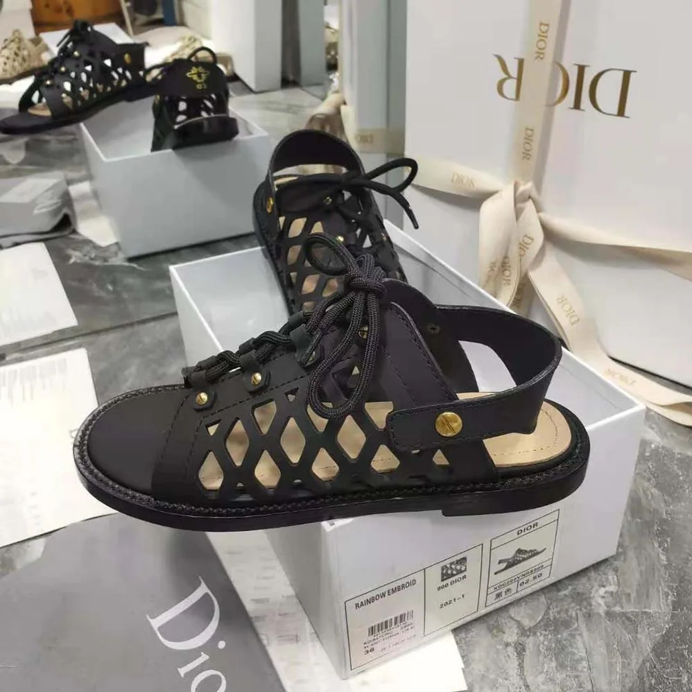 Dior D-Trap Sandal Black Matte Calfskin for Women Dior D-Trap Sandal Black Matte Calfskin for Women