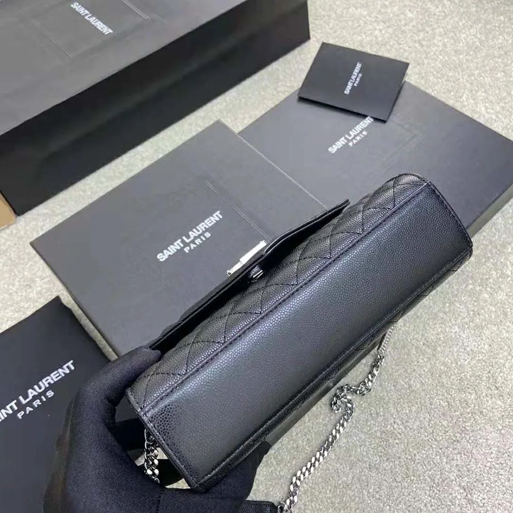 Saint Laurent YSL Envelope Small Bag in Mix Matelasse Grain DE Poudre Embossed Leather for Women