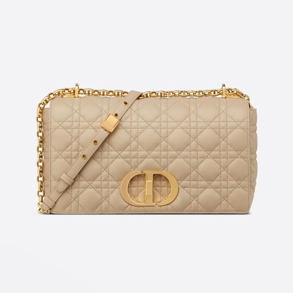 Dior Large Dior Caro Bag Supple Cannage Calfskin for Women in Sandy