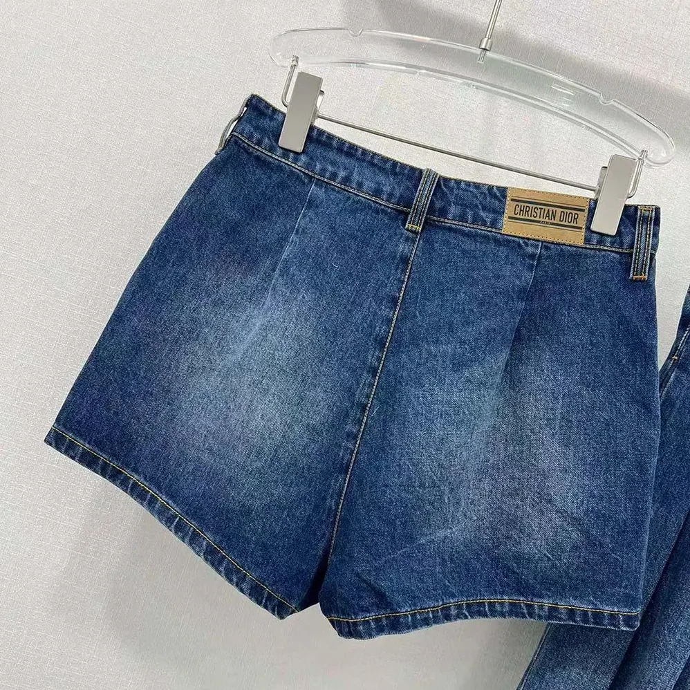 Dior Shorts Blue Stonewashed Cotton Denim for Women