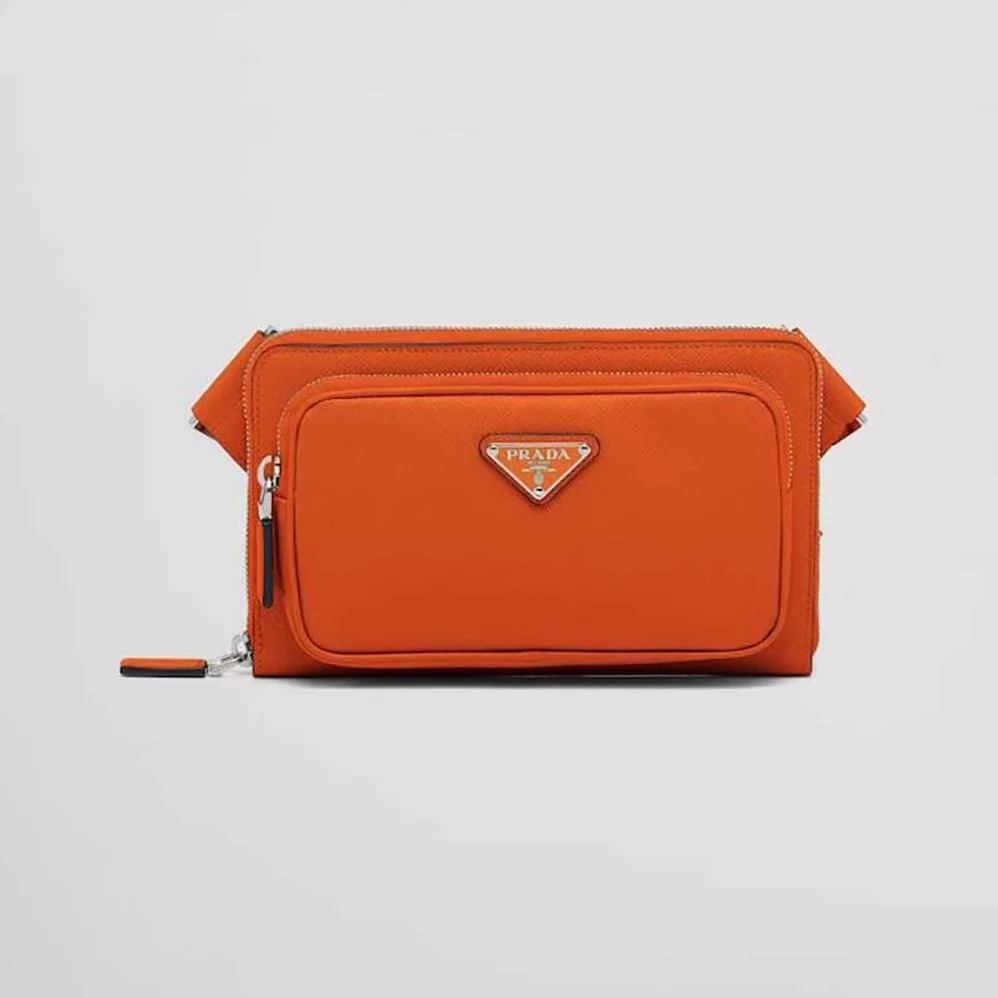 Prada Saffiano Leather Belt Bag for Men in Orange Prada Saffiano Leather Belt Bag for Men in Orange