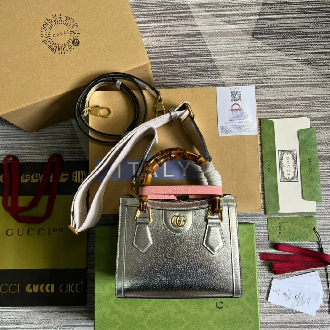 Gucci Diana Mini Tote Bag Silver Gucci Diana Mini Tote Bag Silver