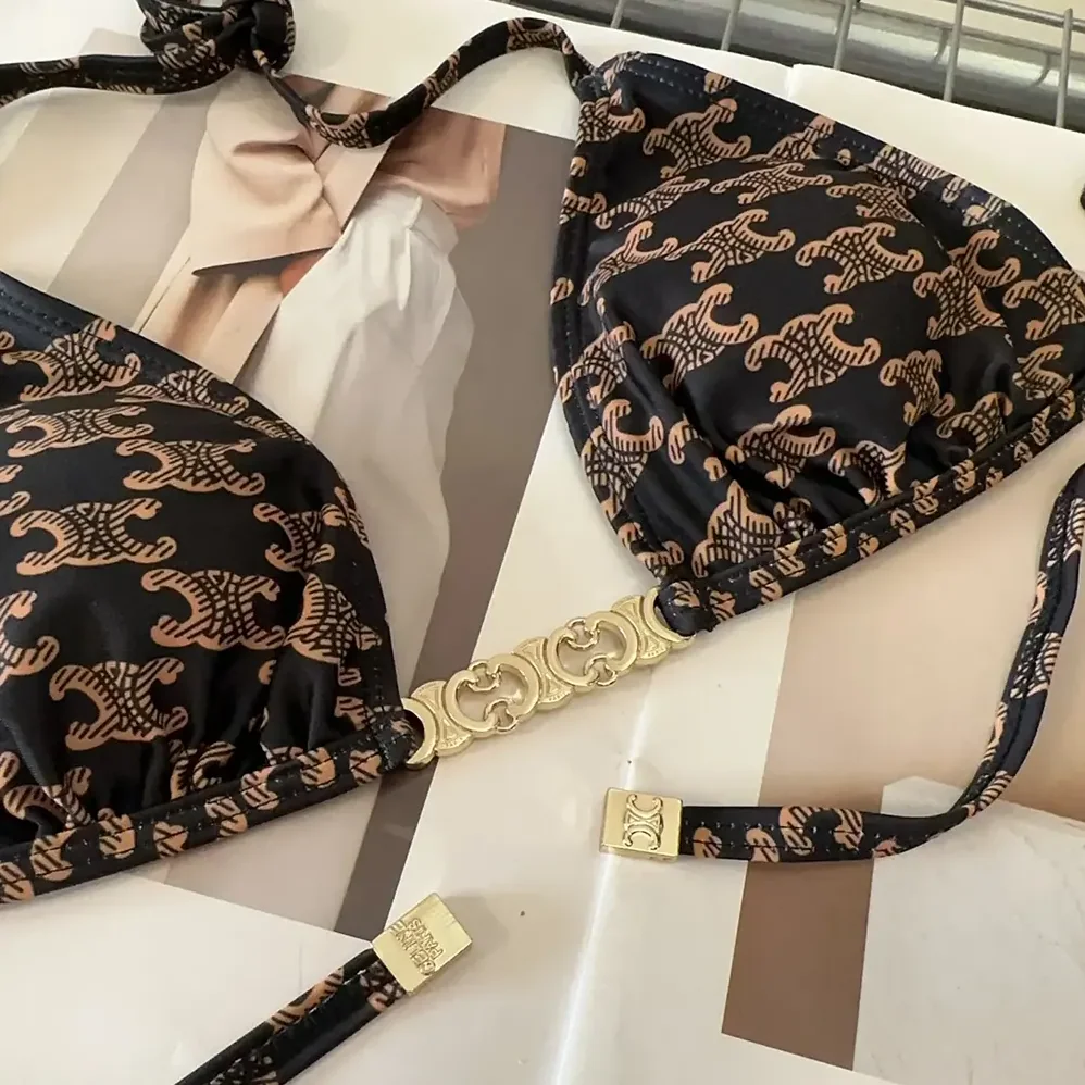 Celine Triangle Top / Swimsuit Bottom in Monogram Jersey 2X16F939T.17BR for Women Celine Triangle Top / Swimsuit Bottom in Monogram Jersey 2X16F939T.17BR for Women
