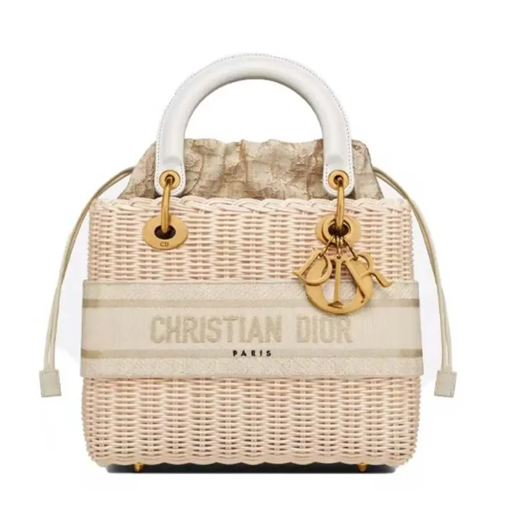 Dior Medium Lady Dior Bag Natural Wicker and White Dior Oblique Jacquard for Women Dior Medium Lady Dior Bag Natural Wicker and White Dior Oblique Jacquard for Women