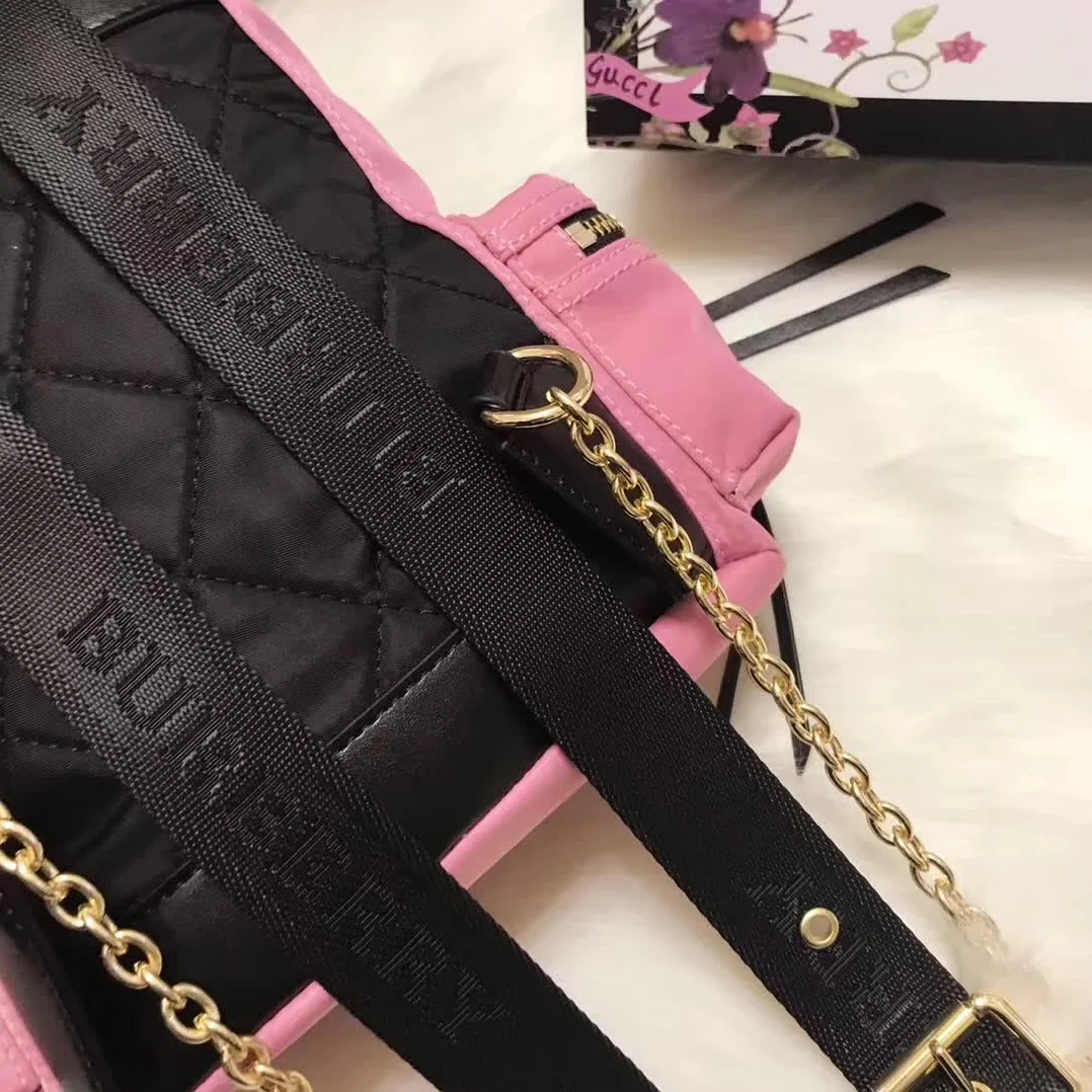 Burberry Medium Rucksack in Technical Nylon and Leather in Pink Burberry Medium Rucksack in Technical Nylon and Leather in Pink