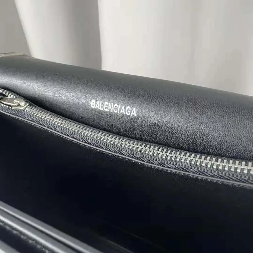 Balenciaga Crush Medium Sling Bag in Black Paper Calfskin for Women