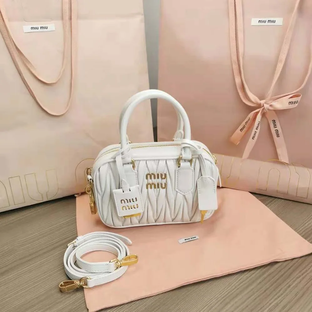 Miu Miu Matelassé Nappa Leather Top-Handle Bag for Women in White