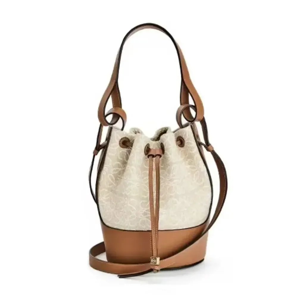 Loewe Small Balloon Bag in Anagram Linen and Calfskin for Women