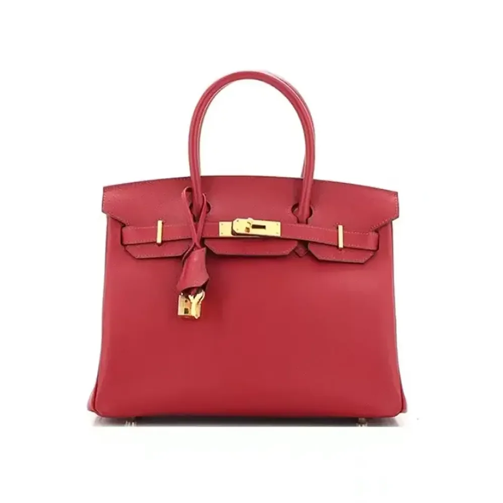 Hermes Birkin 30 Bag in Epsom Leather with Gold Hardware in Red/Gold