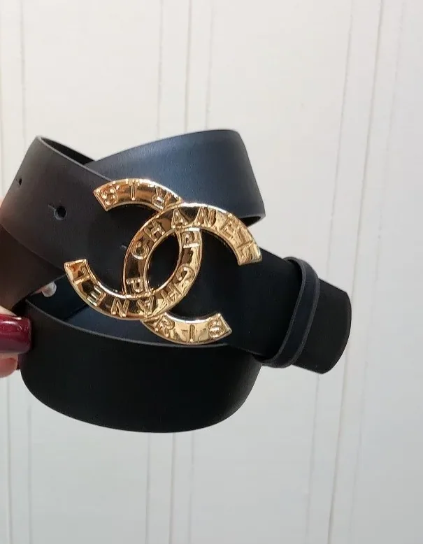 Chanel Black Belt with Double C Buckle and Gold in Toned Hardware