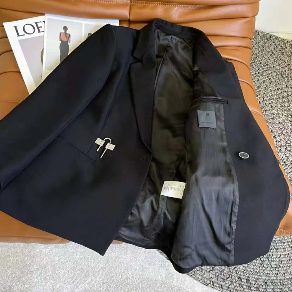 Givenchy Jacket in Lightweight Wool with Padlock for Women in Black Givenchy Jacket in Lightweight Wool with Padlock for Women in Black