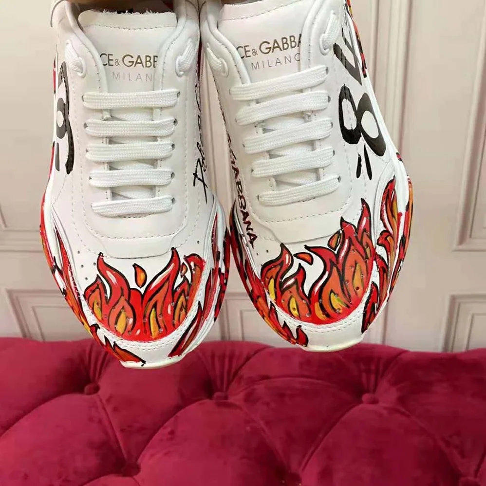 Dolce Gabbana D&G Calfskin Nappa Daymaster Sneakers for Women in Red