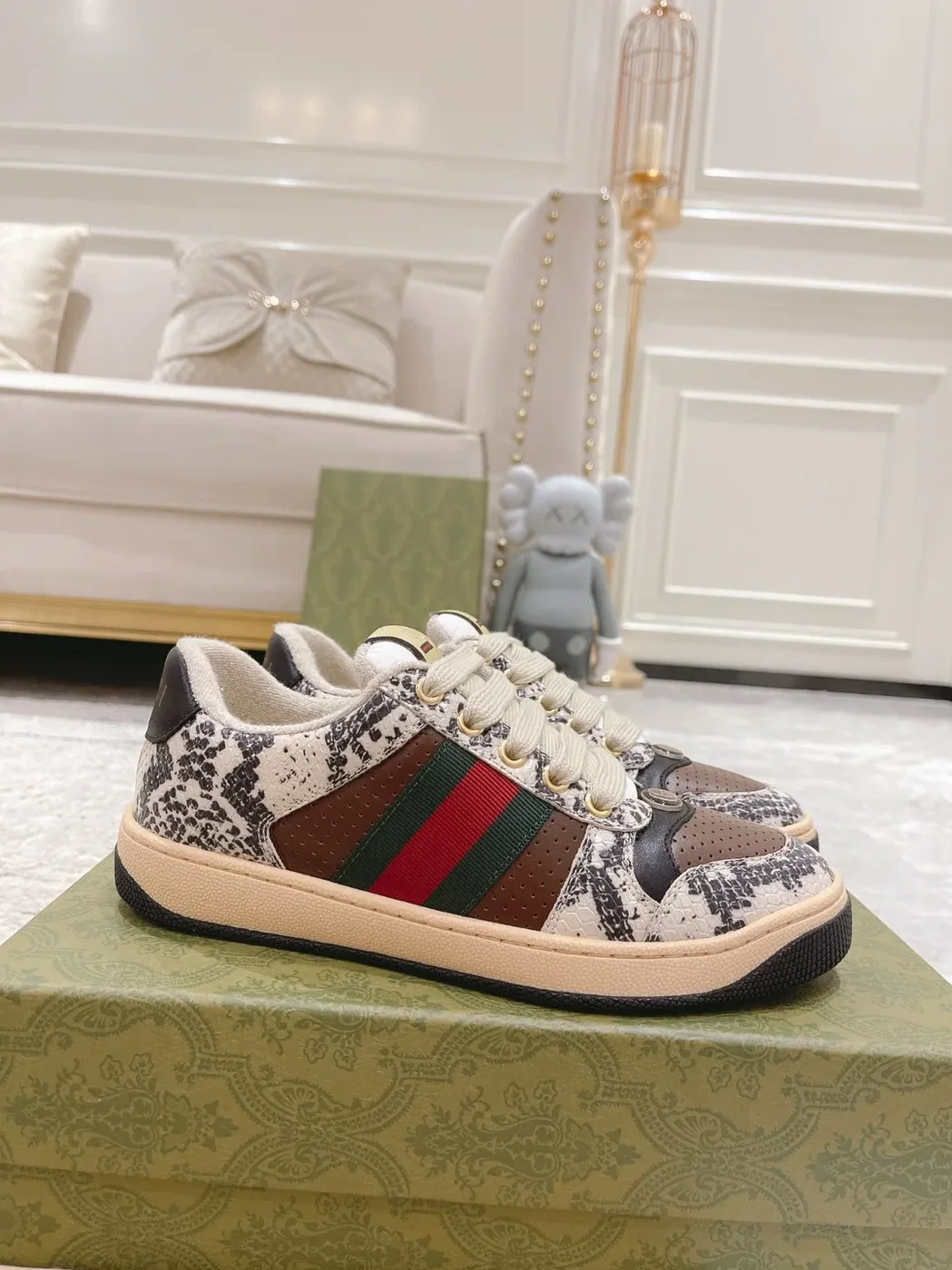 Gucci Screener Python in Effect Beige GG Shoes Gucci Screener Python in Effect Beige GG Shoes