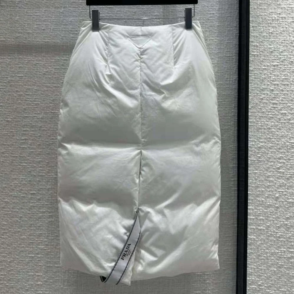 Prada Padded Cotton Pencil Skirt with Triangle Logo for Women