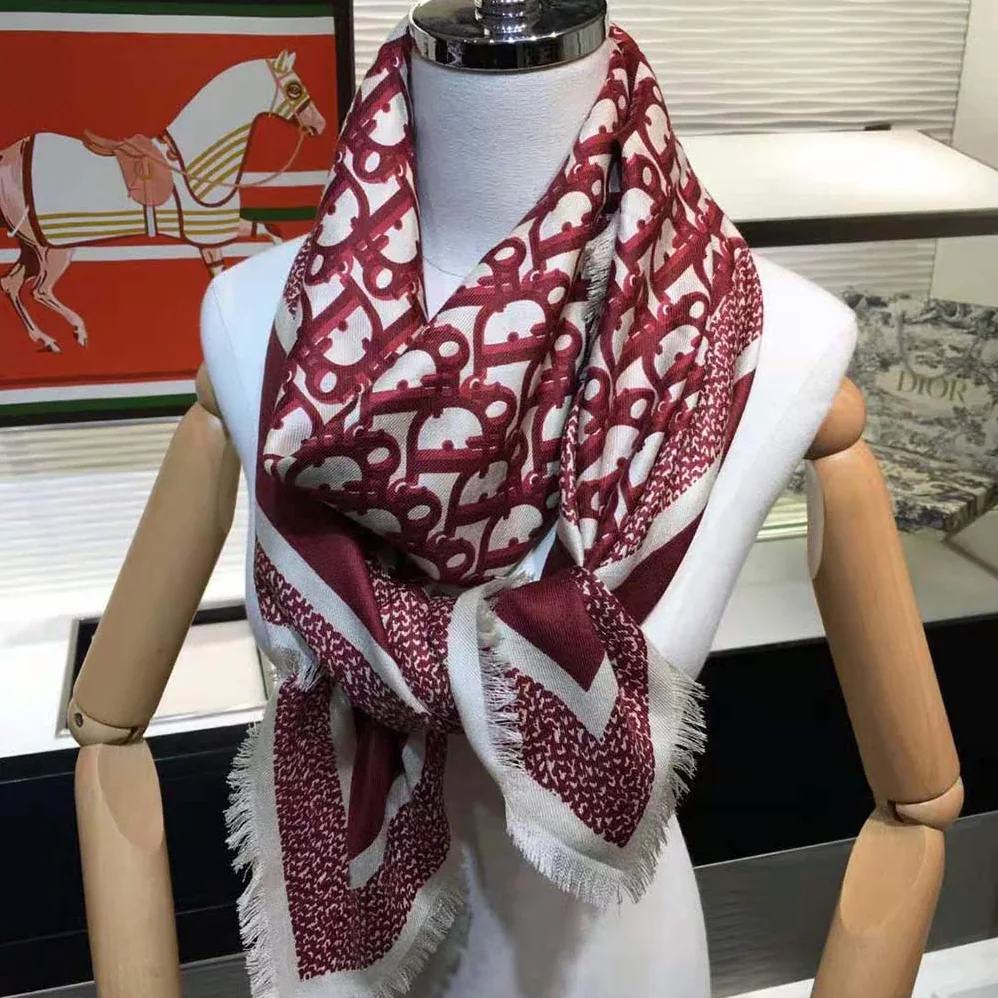 Dior Dior Oblique Square Scarf Burgundy Silk Twill for Women Dior Dior Oblique Square Scarf Burgundy Silk Twill for Women