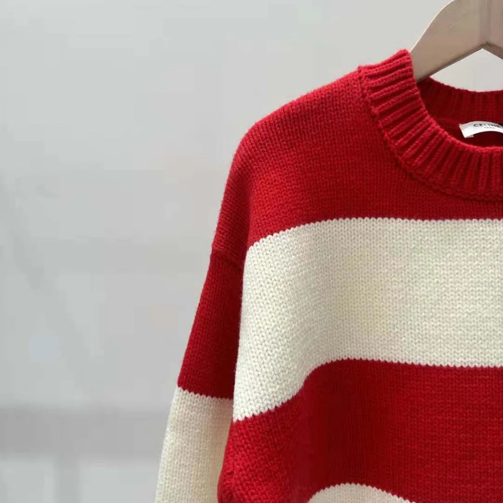 Celine Crew Neck Sweater in Wool Cashmere and Silk for Men in Red