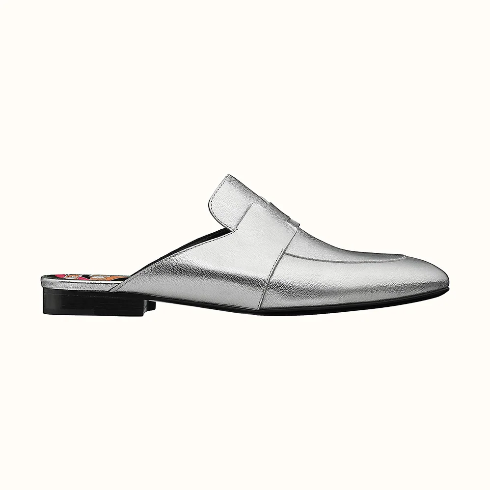Hermes Catena Mule Mule in Supple Goatskin for Women in Silver Hermes Catena Mule Mule in Supple Goatskin for Women in Silver