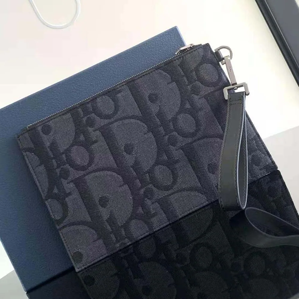 Dior A5 Pouch Black Maxi Dior Oblique Jacquard for Men Dior A5 Pouch Black Maxi Dior Oblique Jacquard for Men